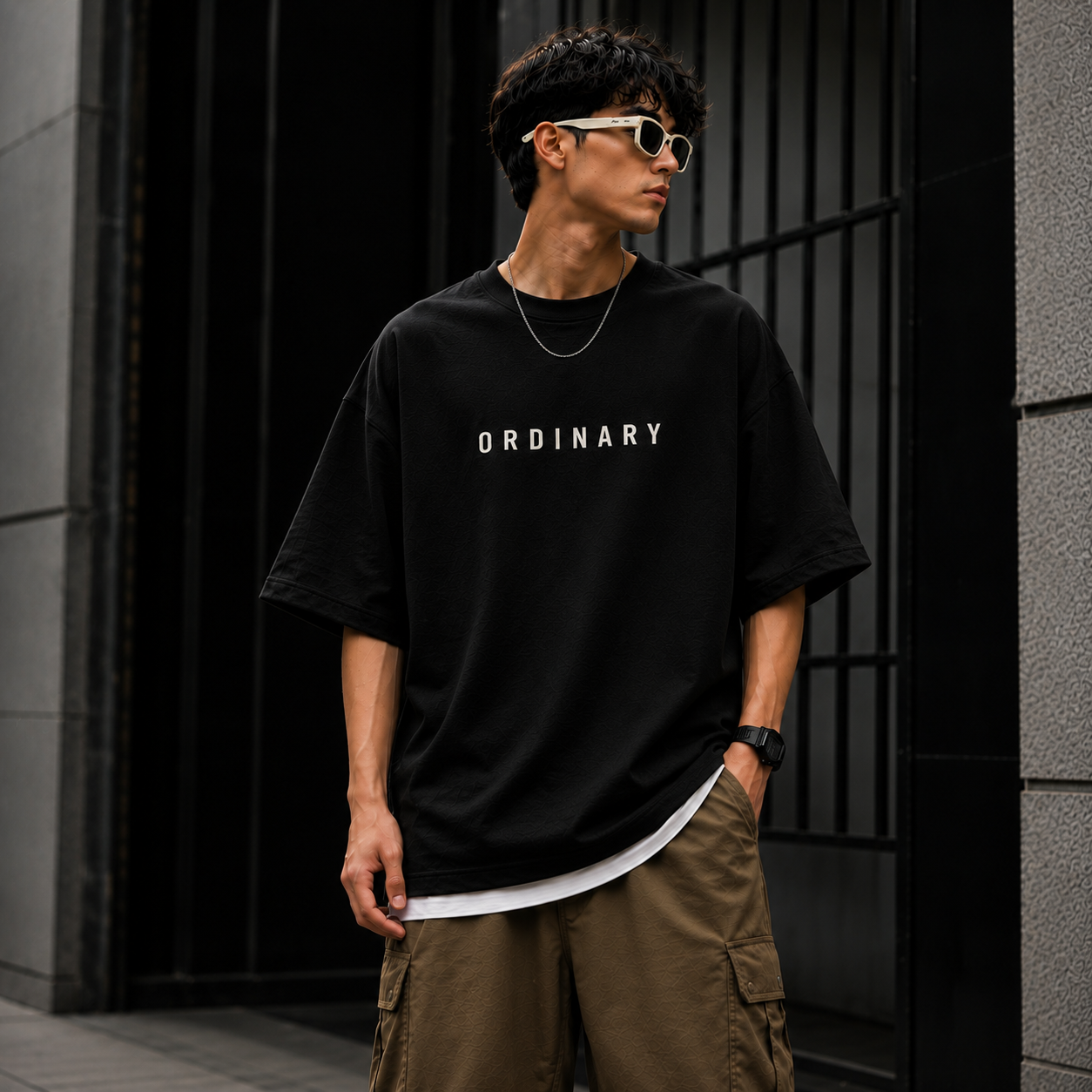 **ORDINARY Men’s Oversized Red Graphic T-Shirt | 240 GSM French Terry | Premium Streetwear Tee**
