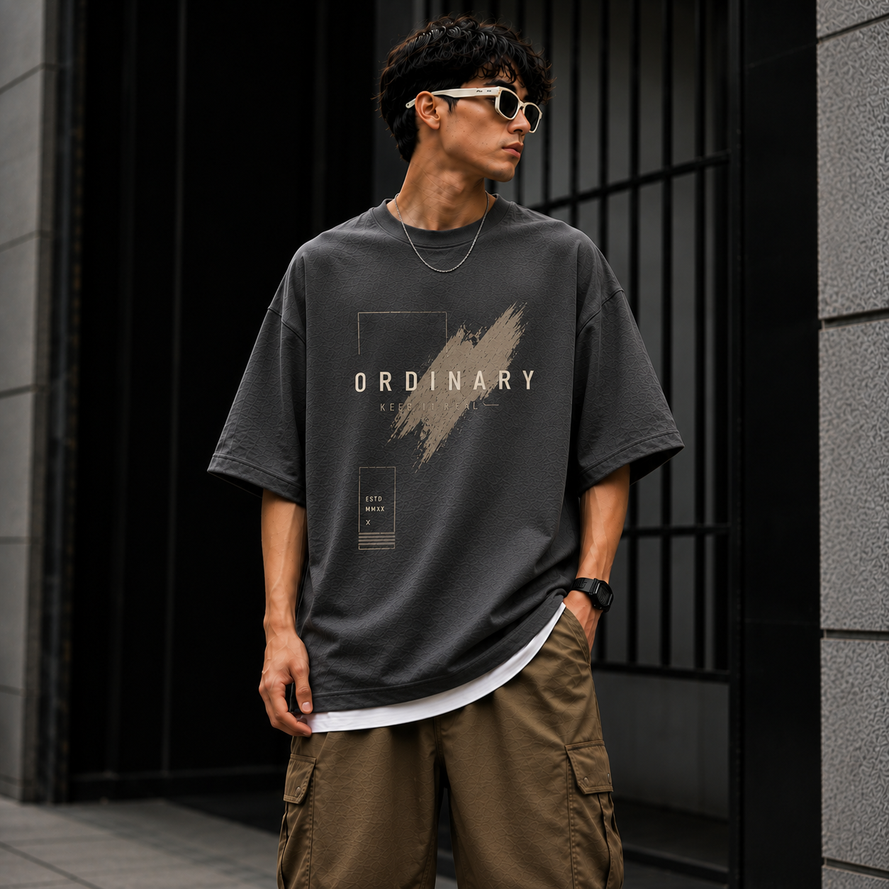 **Ordinary Men’s Oversized 240 GSM French Terry Cotton T-Shirt | Premium Heavyweight Streetwear Tee**