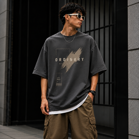 **Ordinary Men’s Oversized 240 GSM French Terry Cotton T-Shirt | Premium Heavyweight Streetwear Tee**