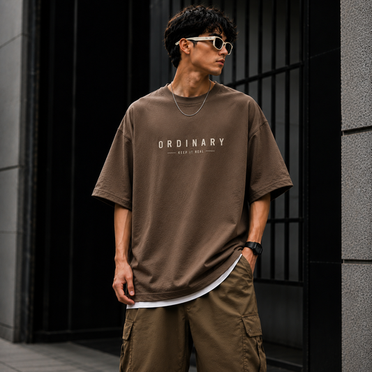 **ORDINARY Men’s Oversized T-Shirt | 240 GSM French Terry Premium Streetwear Tee**